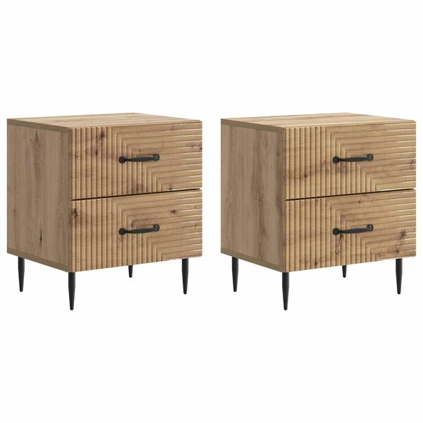 Armario de Noche 2 pcs Roble Artesanal 43 x 345 x 475 cm Roble artesanal 894774