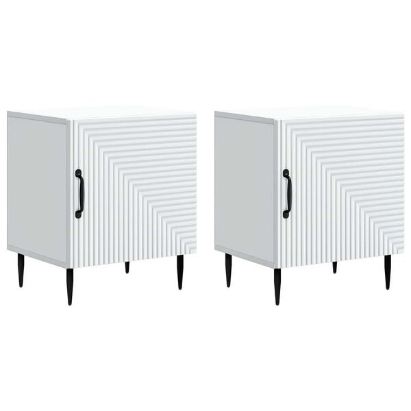 Armario de Noche 2 pcs 43 x 345 x 50 cm Madera de Ingeniería White 894796