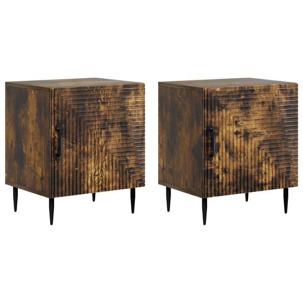 Armario de Noche 2 pcs Roble Ahumado 43 x 345 x 50 cm Roble ahumado 894806