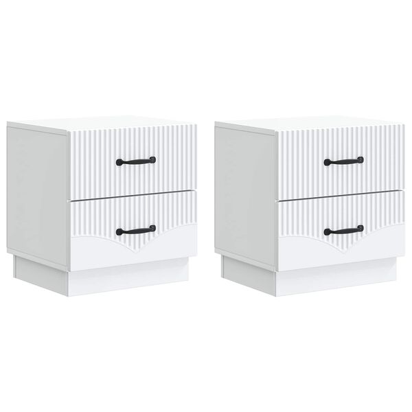 Armario de Noche 2 pcs 43 x 345 x 445 cm Madera de Ingeniería White