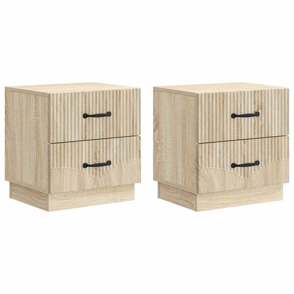 Armario de Noche 2 pcs Roble Sonoma 43 x 345 x 445 cm Madera reciclada