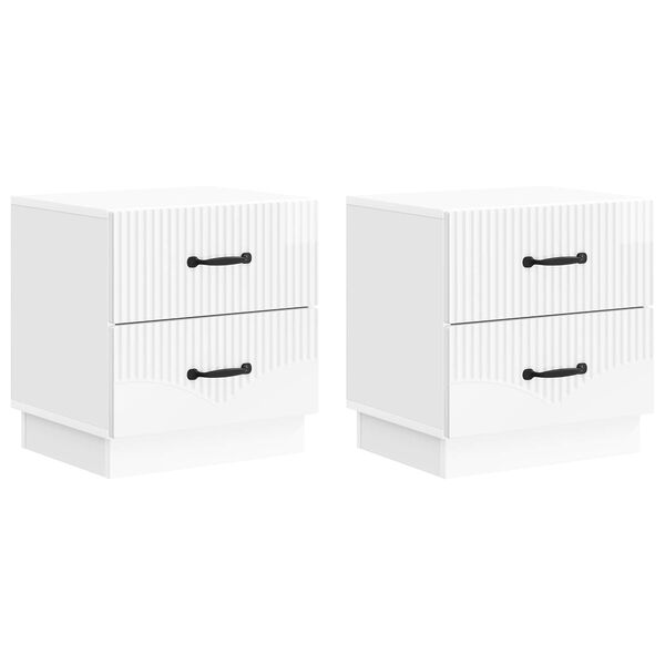 Armario de Noche con cajón 2 pcs Brillante 43 x 345 x 445 cm brillante