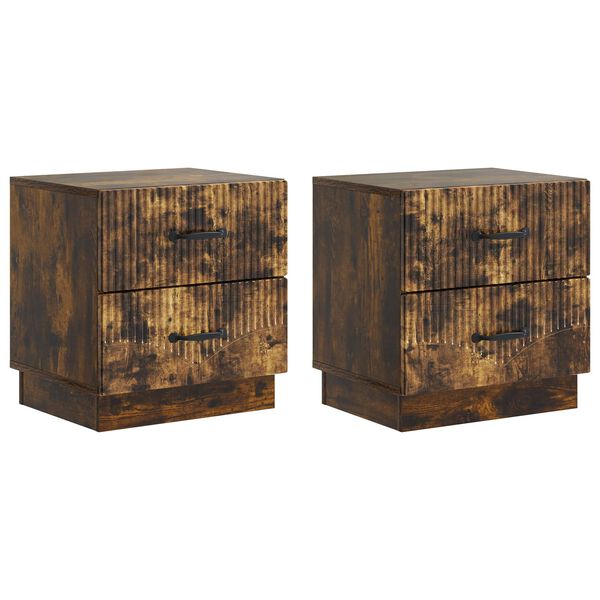Armario de Noche 2 pcs Roble Ahumado 43 x 345 x 445 cm Roble ahumado