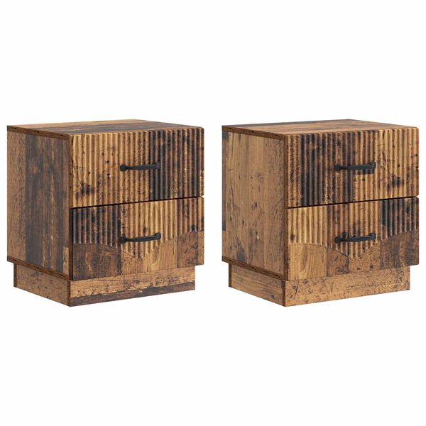 Armario de Noche 2 pcs Madera envejecida 43 x 345 x 445 cm Madera envejecida
