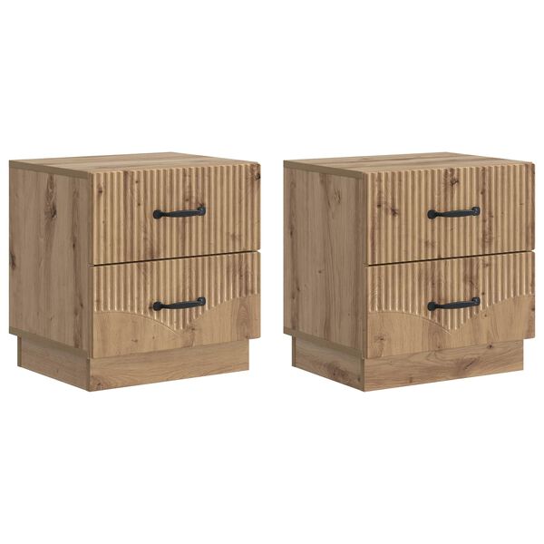 Armario de Noche 2 pcs Roble Artesanal 43 x 345 x 445 cm Roble artesanal