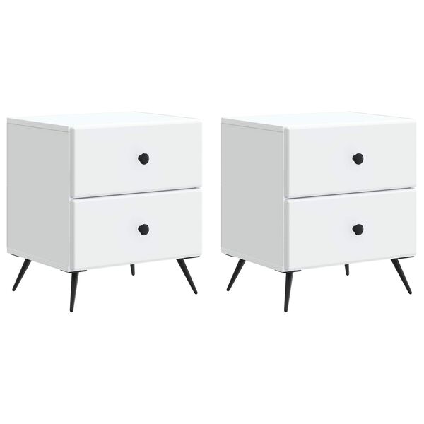 Armario de Noche 2 pcs 43 x 345 x 475 cm Madera de Ingeniería White 895446