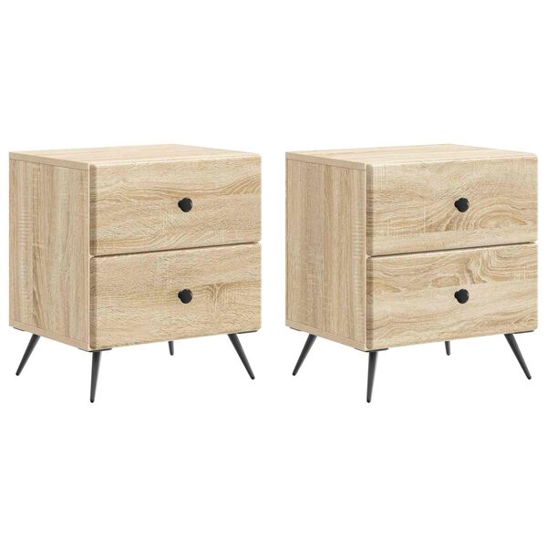 Armario de Noche 2 pcs Roble Sonoma 43 x 345 x 475 cm Madera reciclada 895450