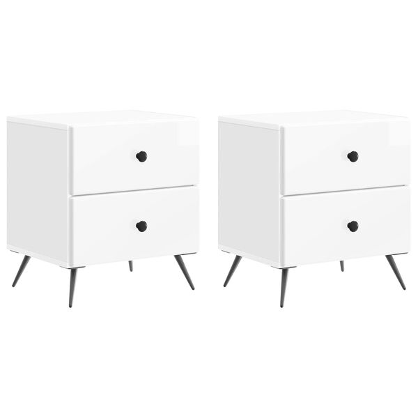 Armario de Noche con cajón 2 pcs Brillante 43 x 345 x 475 cm brillante 895454