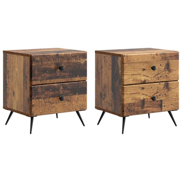 Armario de Noche 2 pcs Madera envejecida 43 x 345 x 475 cm Madera envejecida 895462