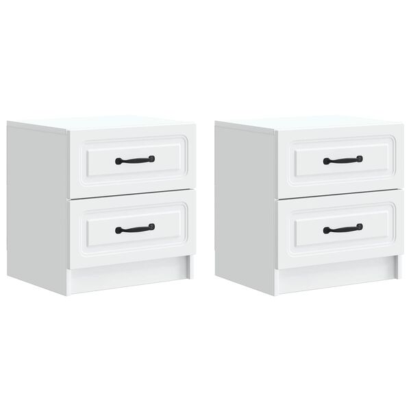 Armario de Noche 2 pcs 43 x 345 x 445 cm Madera de Ingeniería White 895676