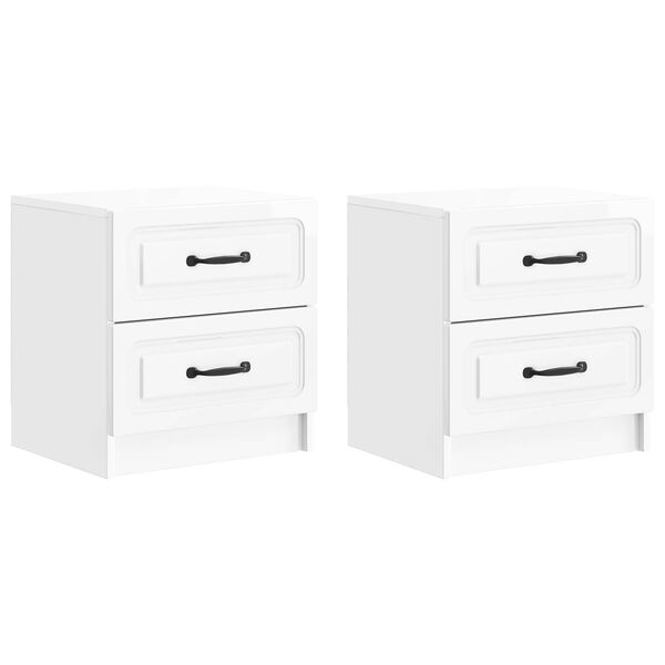 Armario de Noche con cajón 2 pcs Brillante 43 x 345 x 445 cm brillante 895684