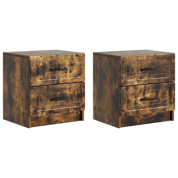 Armario de Noche 2 pcs Roble Ahumado 43 x 345 x 445 cm Roble ahumado 895686