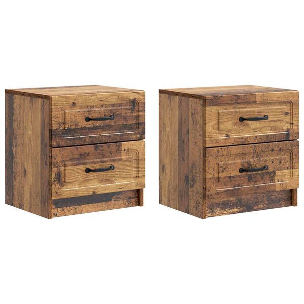 Armario de Noche 2 pcs Madera envejecida 43 x 345 x 445 cm Madera envejecida 895692