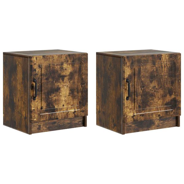 Armario de Noche 2 pcs Roble Ahumado 43 x 345 x 47 cm Roble ahumado