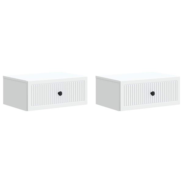 Armario de Noche 2 pcs 49 x 345 x 20 cm Madera de Ingeniería White