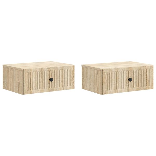 Armario de Noche con cajón 2 pcs Roble Sonoma 49 x 345 x 20 cm Madera reciclada