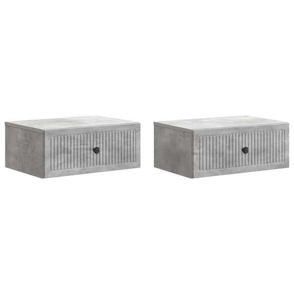 Armario de Noche 2 pcs Gris Hormigón 49 x 345 x 20 cm Gris hormigón