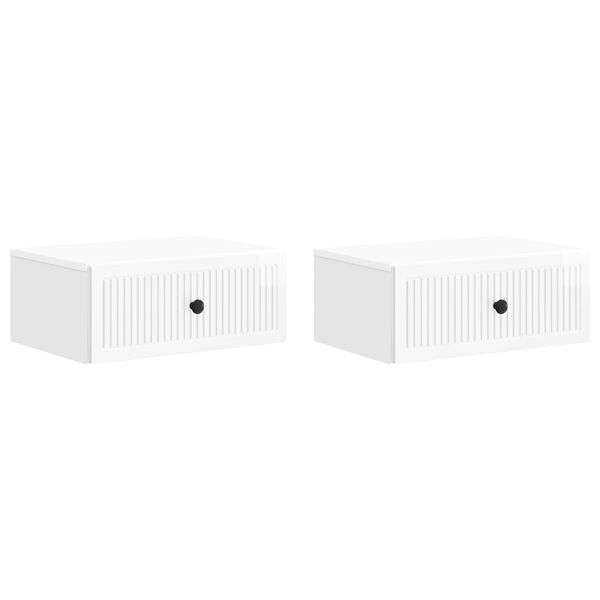Armario de Noche con cajón 2 pcs Brillante 49 x 345 x 20 cm brillante