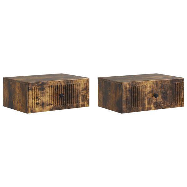 Armario de Noche 2 pcs Roble Ahumado 49 x 345 x 20 cm Roble ahumado