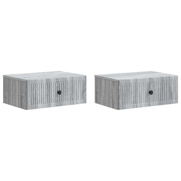 Armario de Noche con cajón 2 pcs Gris Sonoma 49 x 345 x 20 cm Gris sonoma