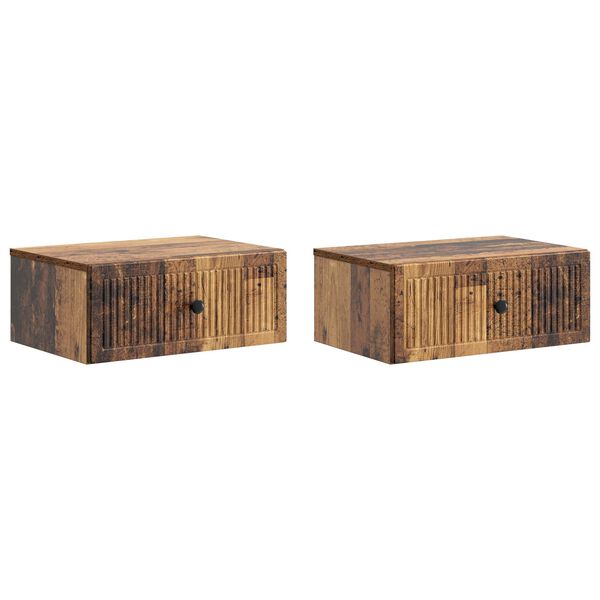 Armario de Noche 2 pcs Madera envejecida 49 x 345 x 20 cm Madera envejecida
