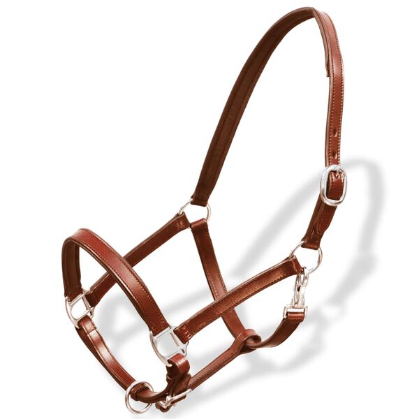 Ronzal/Cabestro de Cuero Marrón Ajustable Para Poni Marrón