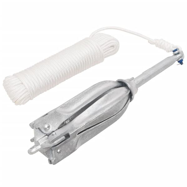 Ancla plegable cuerda hierro fundido galvanizado plata 10 kg con cuerda 10 kg