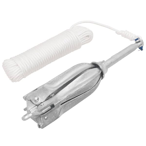 Ancla plegable cuerda hierro fundido galvanizado plata 12 kg con cuerda 12 kg