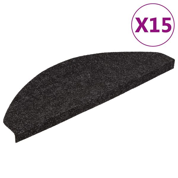 Alfombrilla autoadhesiva de escalera 15 uds 65x225x35 cm Gris antracita 65 x 22.5 x 3.5 cm