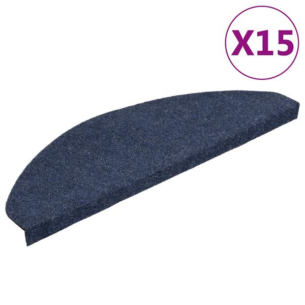 Alfombrilla autoadhesiva de escalera 15 uds azul 65x225x35 cm Azul 65 x 22.5 x 3.5 cm