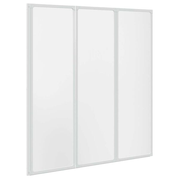 Mampara de ducha con 3 paneles plegables 141 x 130 cm Blanco 132 x 140 cm Esmerilado