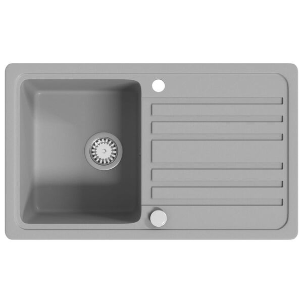 Fregadero reversible gris de granito de una cubeta con escurridor Gris