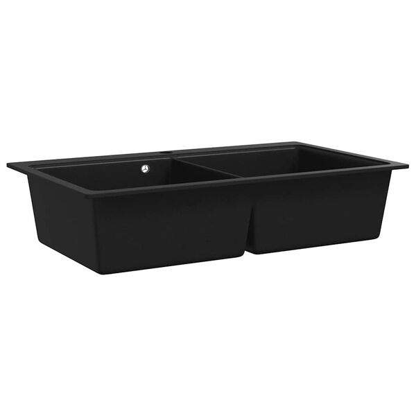Fregadero encastrable de granito negro de dos cubetas Negro Doble
