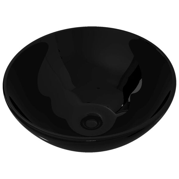 Lavabo de cerámica negro redondo Negro 32.5 x 14 cm