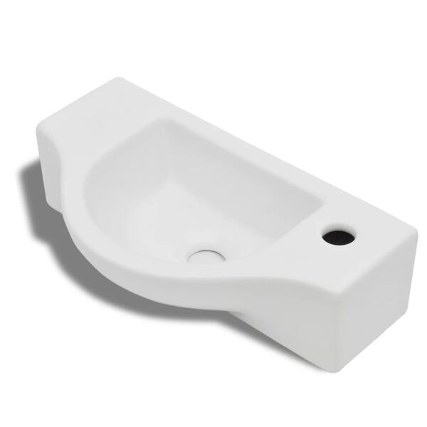 Lavabo de cerámica blanco con agujero para grifo Blanco