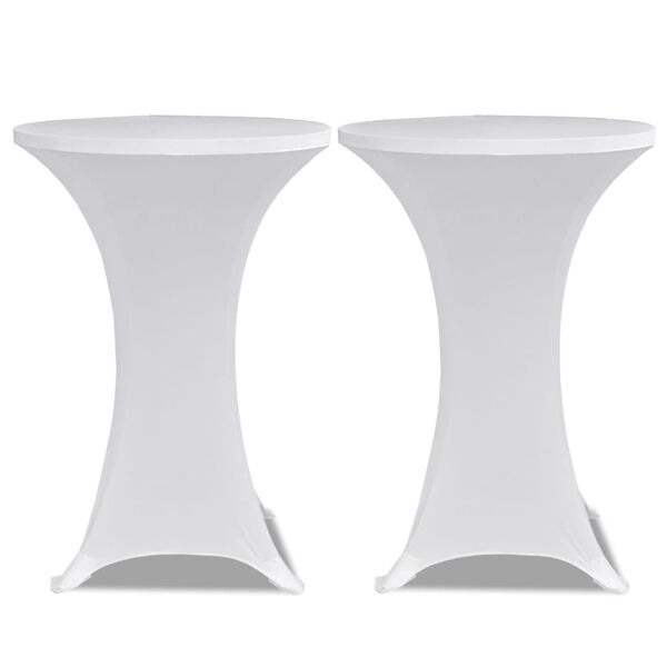 2 Manteles blancos ajustados para mesa de pie – 70 cm diámetro Blanco 70 cm