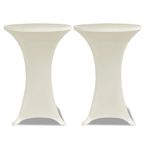 2 Manteles color crema ajustados para mesa de pie – 80 cm diámetro Crema 80 cm