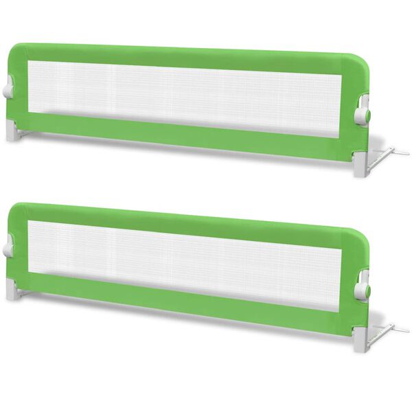 Barandilla de seguridad cama de niño 2 uds verde 150×42 cm Verde 150 x 42 cm