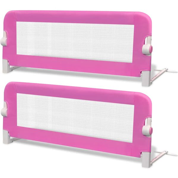 Barandilla de seguridad cama de niño 2 uds rosa 102×42 cm Rosa 102 x 42 cm