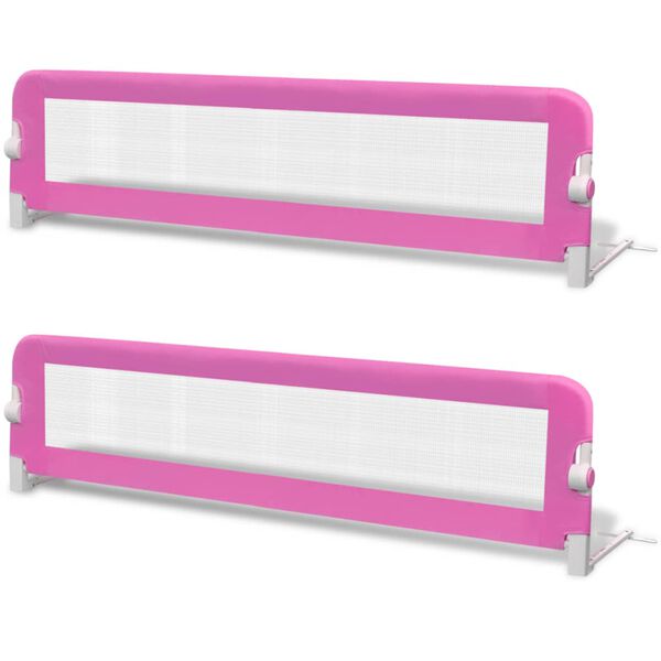 Barandilla de seguridad cama de niño 2 uds rosa 150×42 cm Rosa 150 x 42 cm