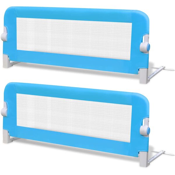 Barandilla de seguridad cama de niño 2 uds azul 102×42 cm Azul 102 x 42 cm