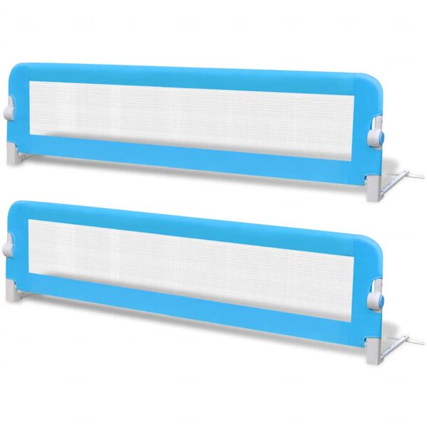 Barandilla de seguridad cama de niño 2 uds azul 150×42 cm Azul 150 x 42 cm