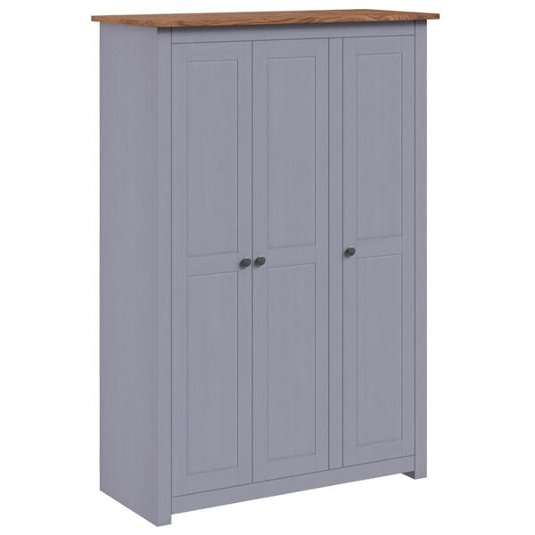 Armario 3 puertas madera pino Panamá Range gris 118x50x1715cm Gris 118 x 50 x 171.5 cm