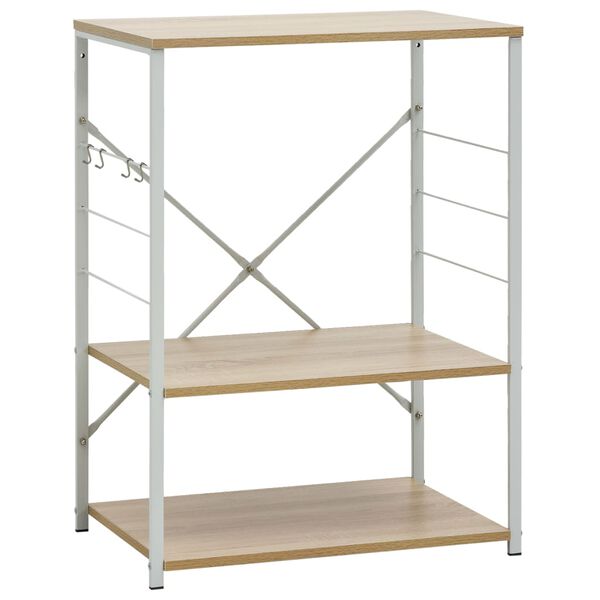 Armario para microondas blanco y roble 60x396x795 cm blanco y roble