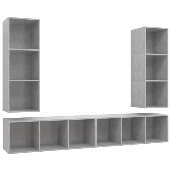 | Mueble de TV de Pared | 4 pcs 37 x 37 x 107.5 cm Gris hormigón
