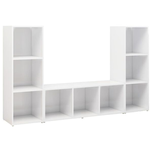 | Gabinete de TV | 3 pcs 37 x 35 x 107.5 cm Blanco