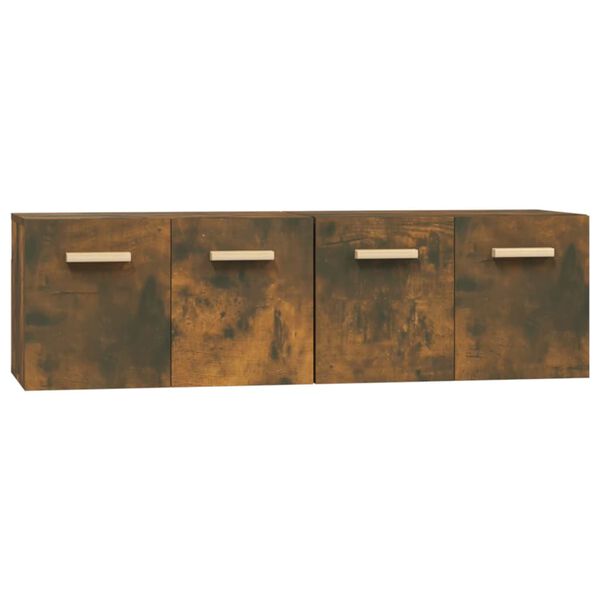 Armarios pared 2 uds contrachapada roble ahumado 60x365x35cm Roble ahumado 60 x 36.5 x 35 cm