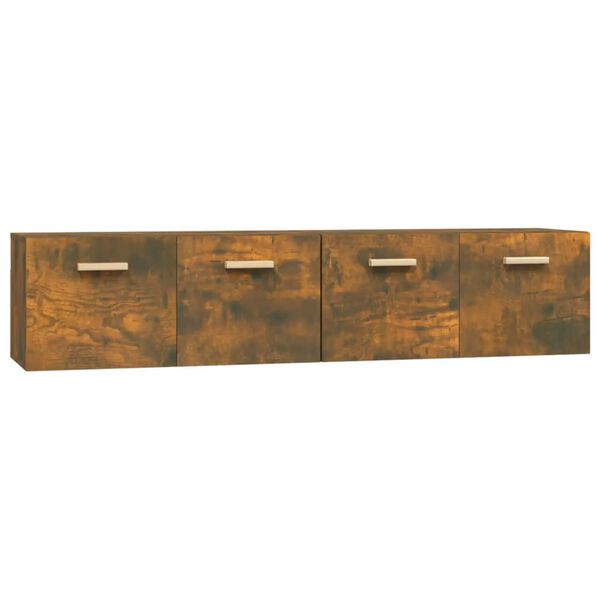 Armarios pared 2 uds contrachapada roble ahumado 80x35x365 cm Roble ahumado 80 x 35 x 36.5 cm
