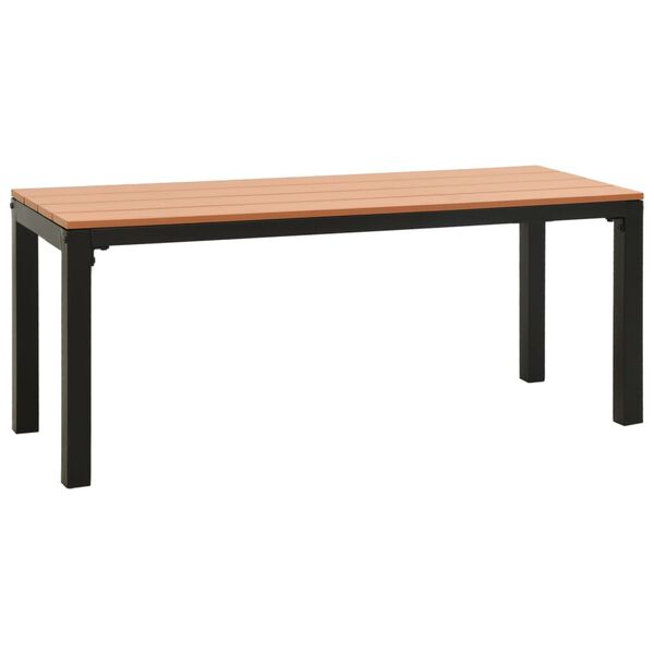 Banco de jardín acero y WPC marrón y negro 110 cm Marrón y negro