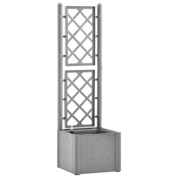 Arriate con enrejado y sistema de riego automático gris Gris 43 x 43 x 142 cm